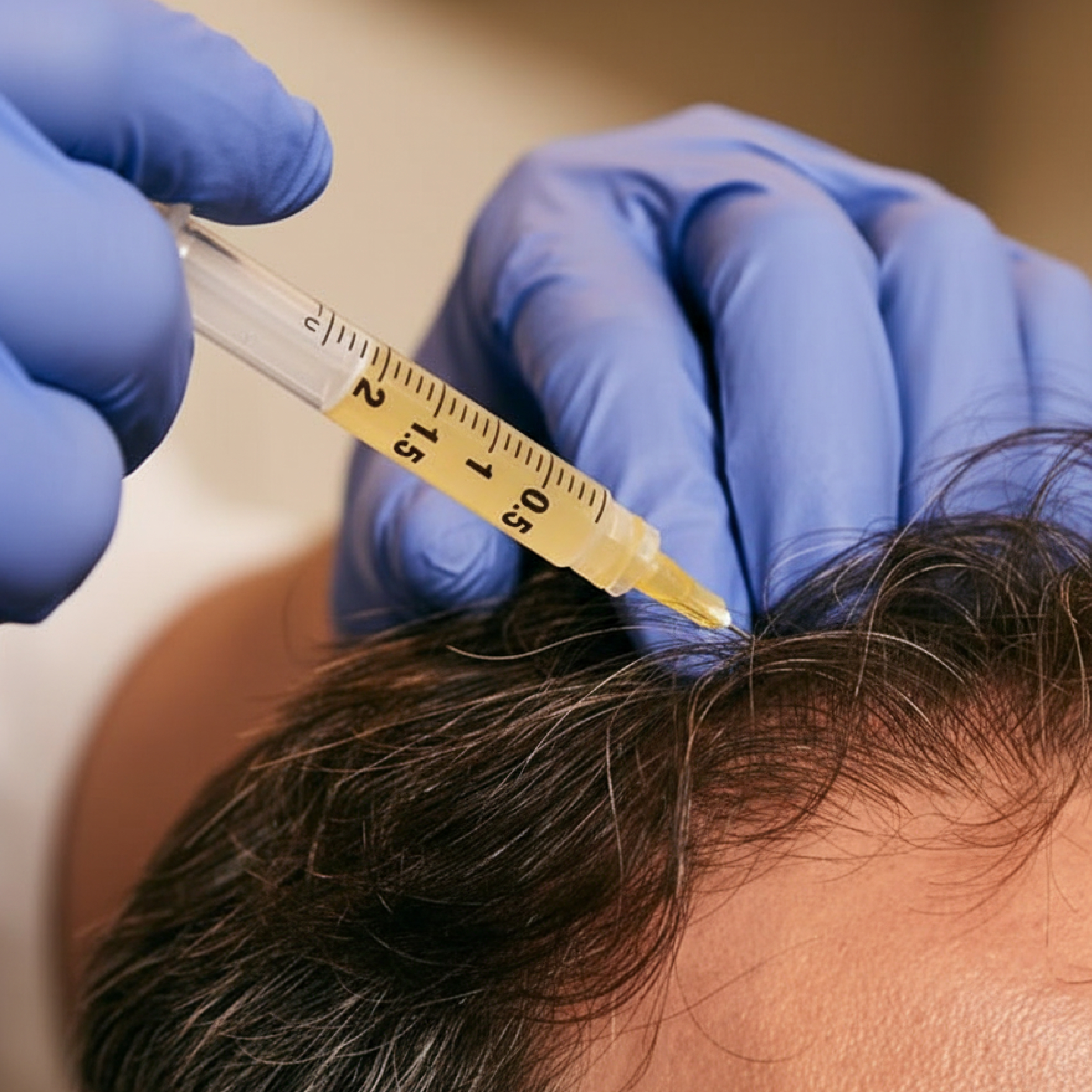 PRP treatment with yellow liquid syringe injection